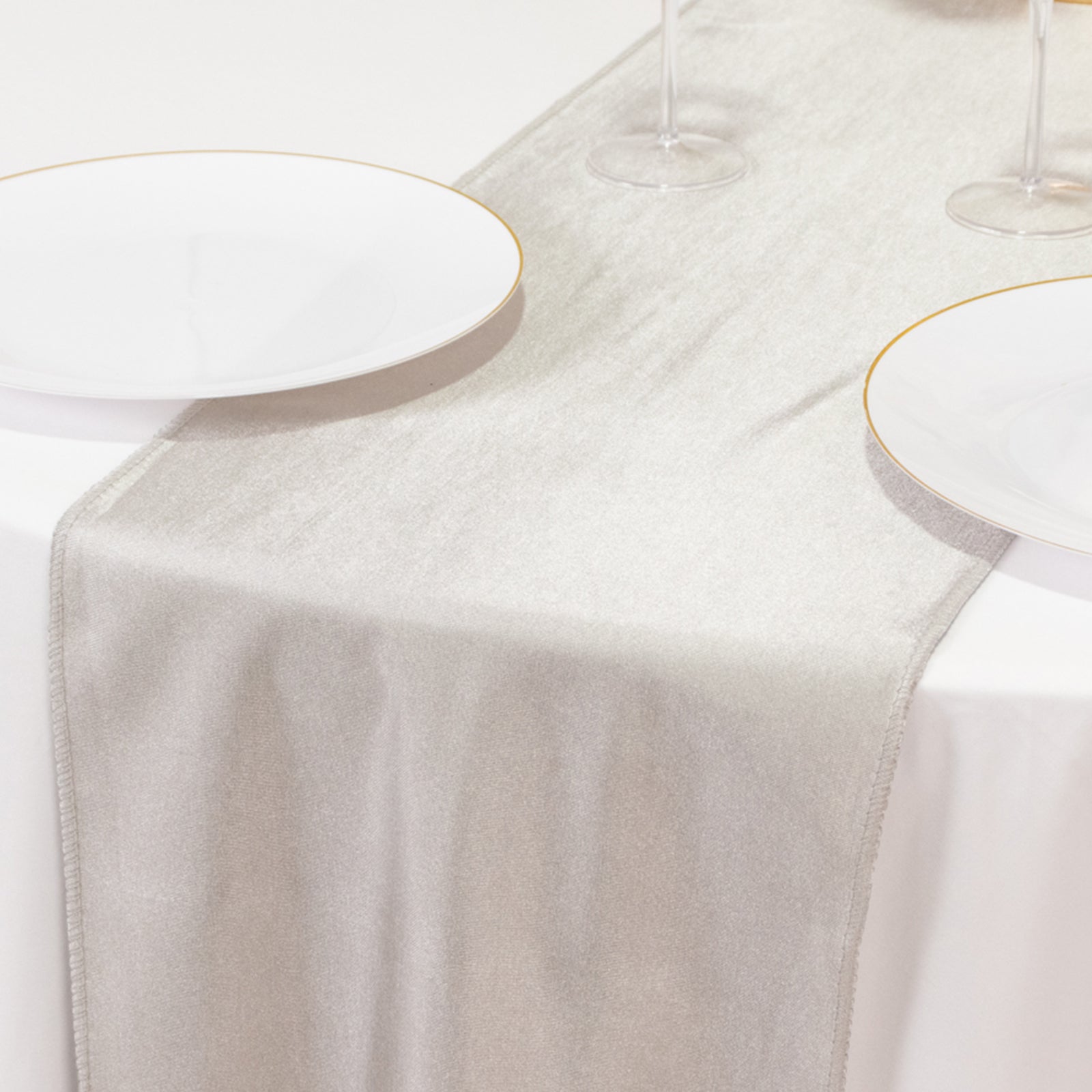 Scuba Polyester 12"x108" Table Runner Shimmer Silver - Wrinkle-Free Table Linen