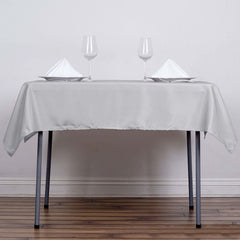 Polyester 54"x54" Table Overlay Square Tablecloth Silver - Wrinkle-Resistant & Durable Table Cover