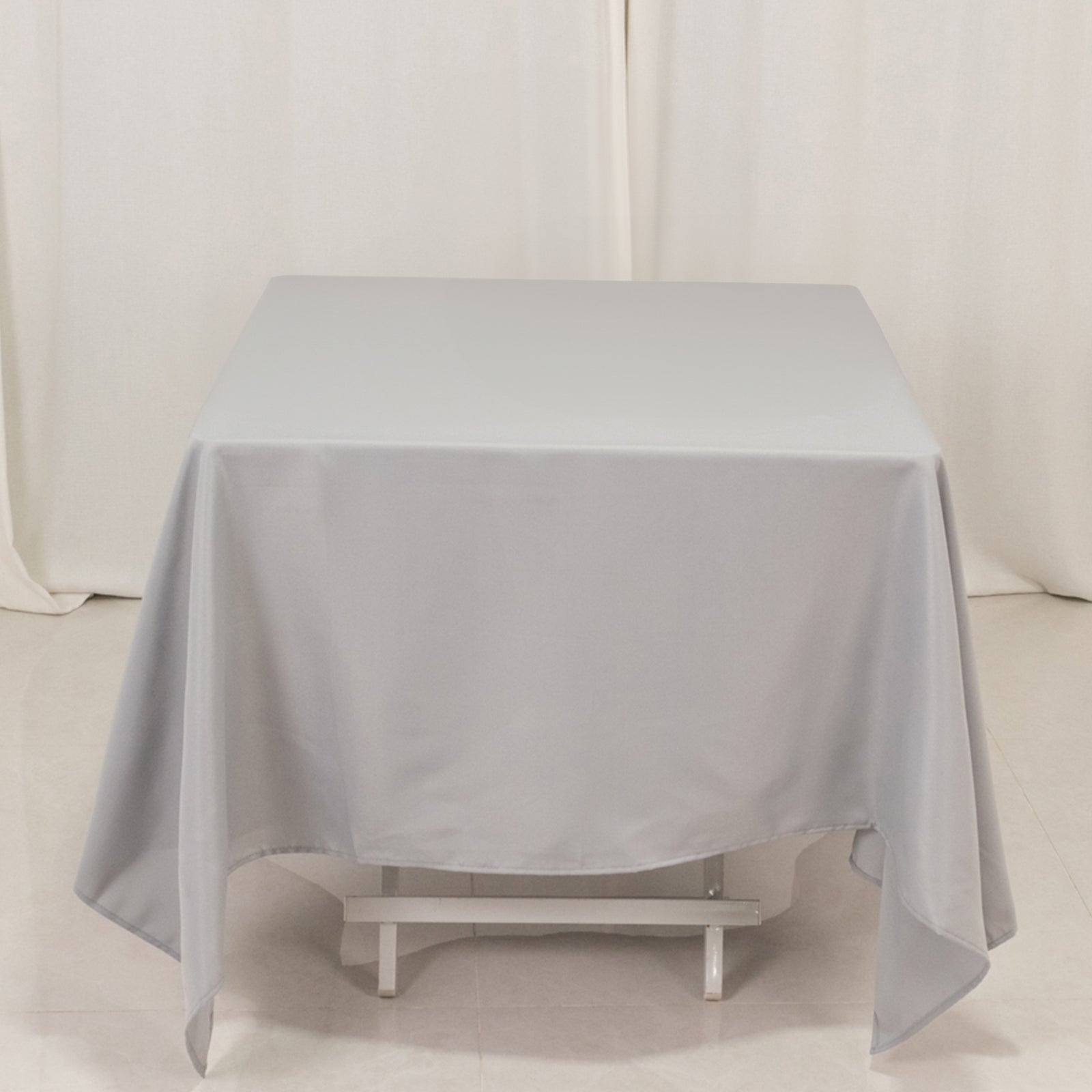 Premium Polyester Square Tablecloth 70"x70" Silver 220GSM Wrinkle-Resistant Table Cover
