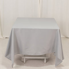 Premium Polyester Square Tablecloth 70"x70" Silver 220GSM Wrinkle-Resistant Table Cover