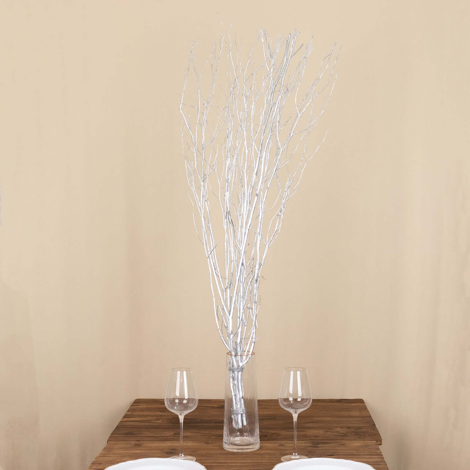 6-Pack Natural Birch Tree Branches 46" Metallic Silver - Versatile Extra Long Decorative Dried Willow Twigs Sticks for Vase Centerpiece Wedding Decor