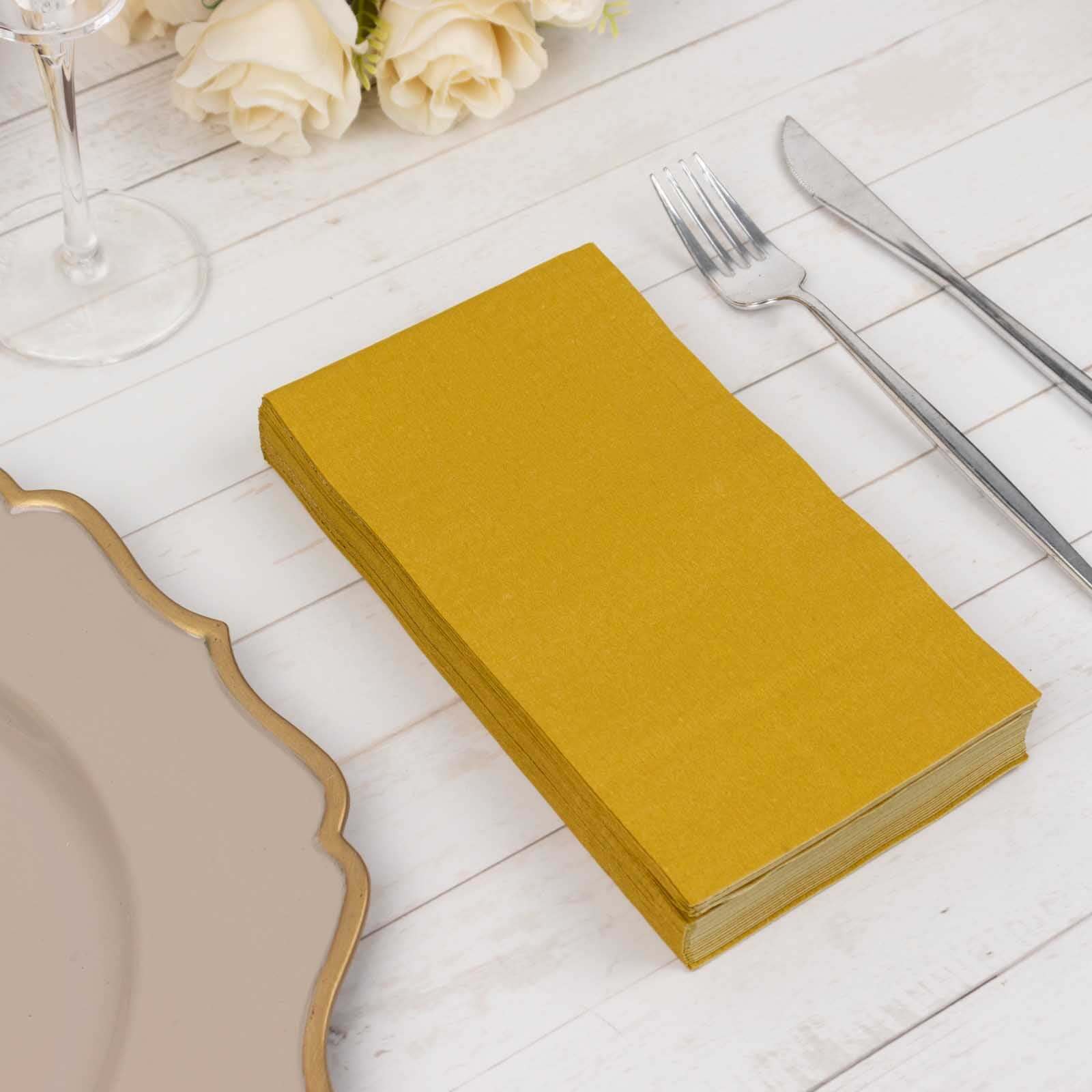 50-Pack Paper Napkins Gold - Soft Disposable 2-Ply Dinner Napkins for Weddings