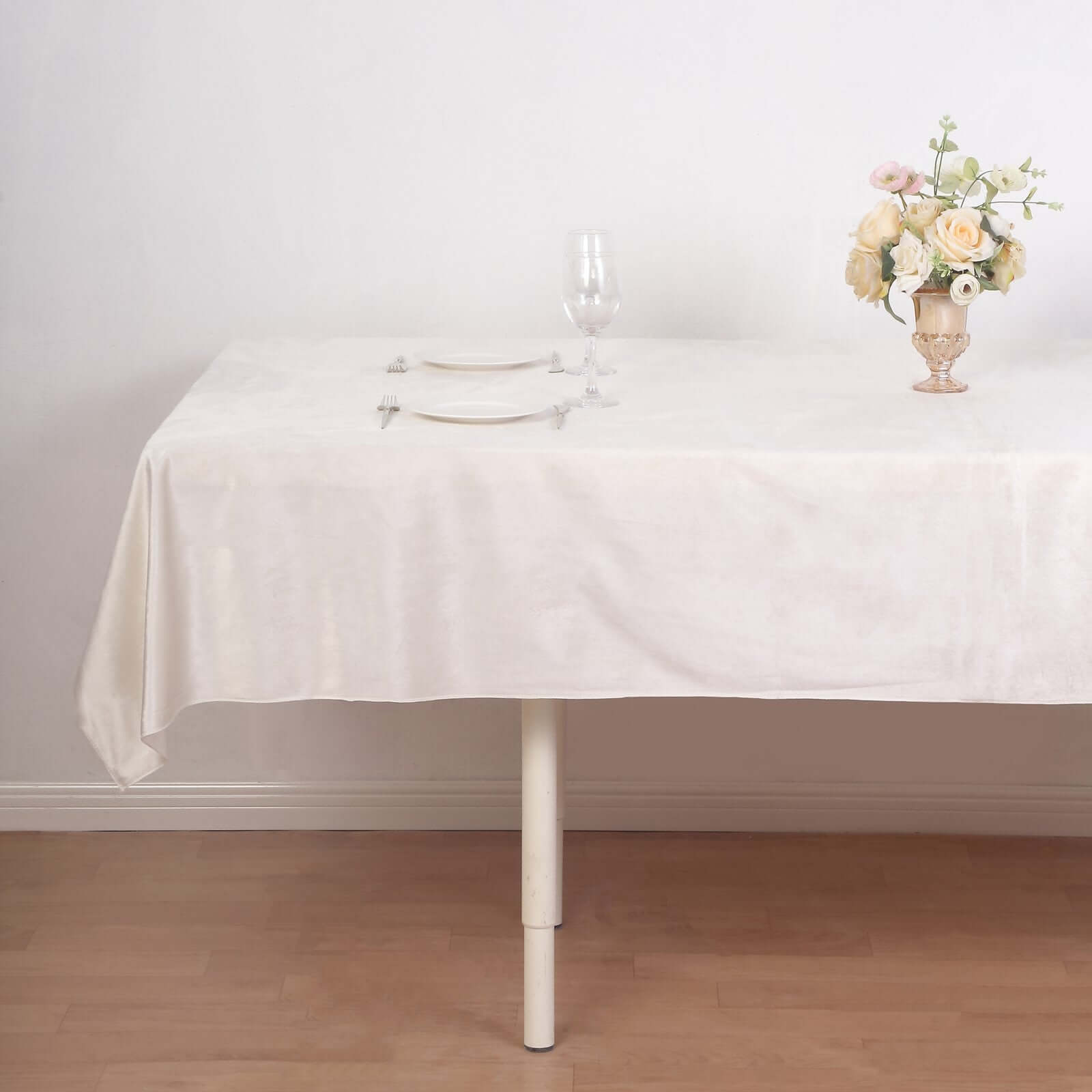 Premium Velvet 60"x102" Rectangle Tablecloth Ivory - Reusable & Soft Table Cover