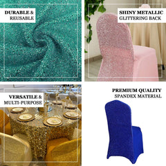 Spandex Chair Cover with Metallic Shimmer Tinsel Back for Banquet Chairs Rose Gold - Fitted Slipcover