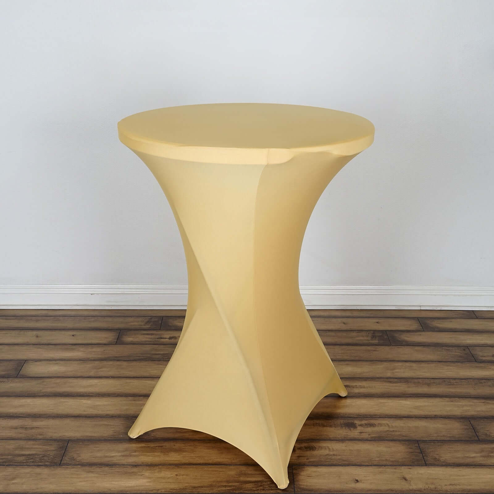 Spandex 30" Round Cocktail Table Cover Champagne - Easy to Maintain Stretch Fitted Highboy Tablecloth