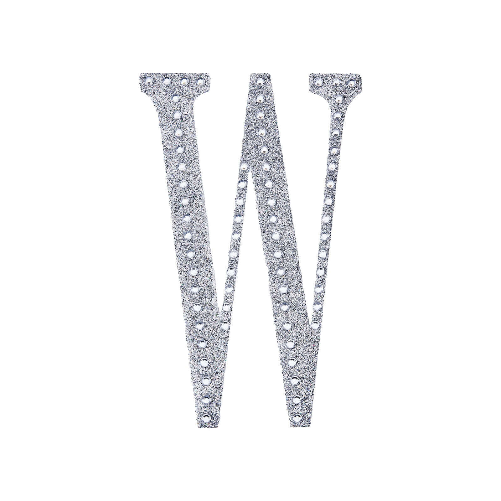 Decorative Rhinestone Alphabet "W" Letter Stickers, Glitter Adhesive Craft Letters Silver DIY Sparkle Embellishments 8"