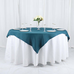 Polyester 54"x54" Table Overlay Square Tablecloth Peacock Teal - Wrinkle-Resistant & Durable Table Cover