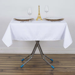 Premium Polyester 54"x54" Square Tablecloth White - Stain and Wrinkle-Resistant 220GSM Finish for Weddings & Events