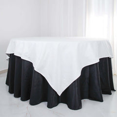 100% Cotton 90"x90" Table Overlay Square Tablecloth White Linen - Sophisticated, Soft & Breathable Fabric Table Cover