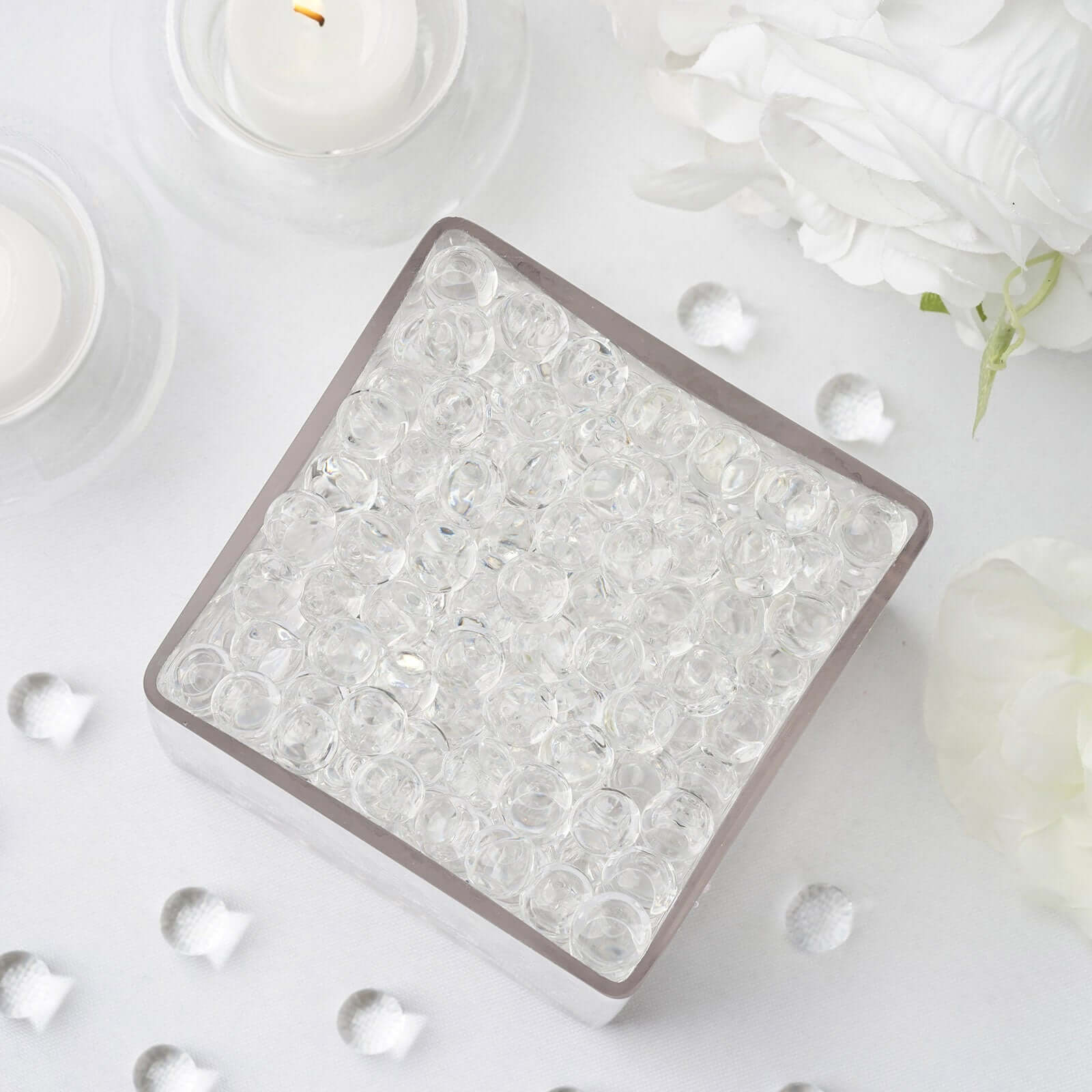200-250 Pcs Water Gel Beads Vase Filler Clear - Small Nontoxic Jelly Balls for Floating Candles & Floral Displays