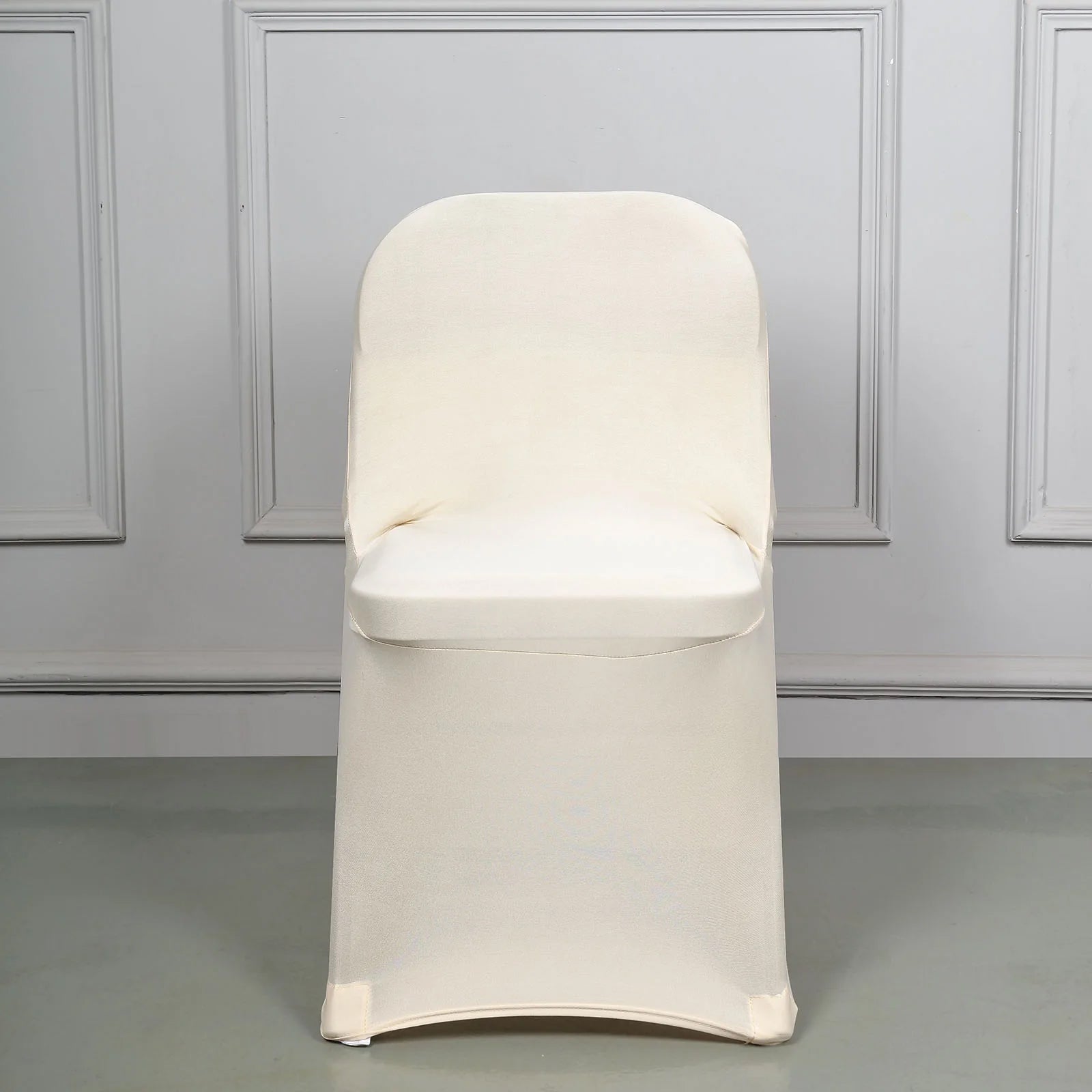 10 Pack Stretch Spandex Chair Covers Beige for Folding Chairs - Durable 160GSM Fitted Slipcovers