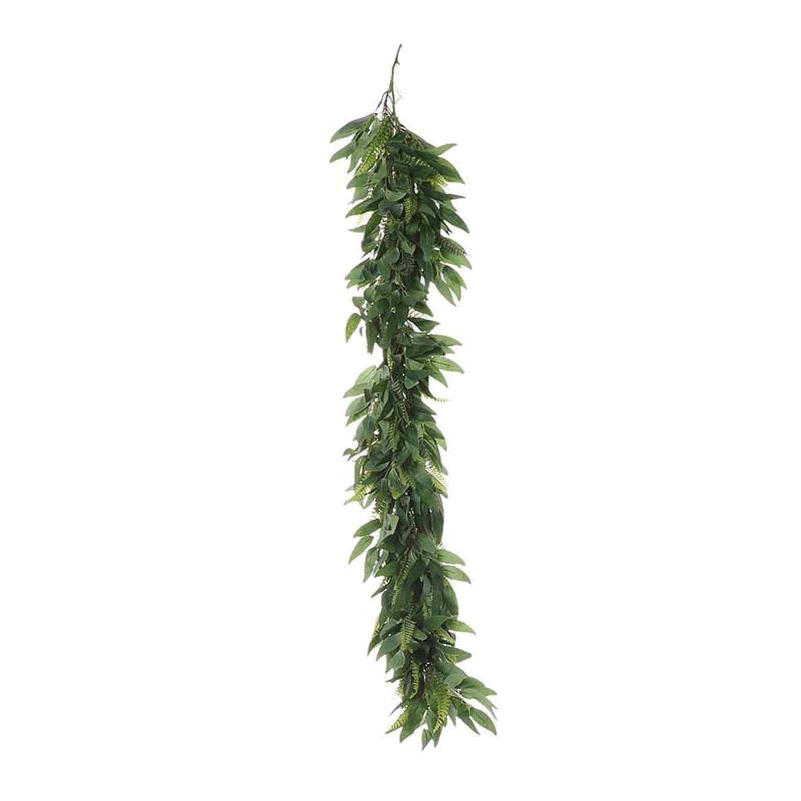 4ft Real Touch Green Artificial Willow and Frond Leaves Garland Vine