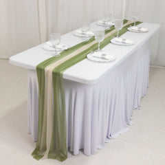 20-Pack 9ft Sheer Table Runners – Dusty Sage Green/Beige Shimmer Sheer Drapes, Wrinkle-Free