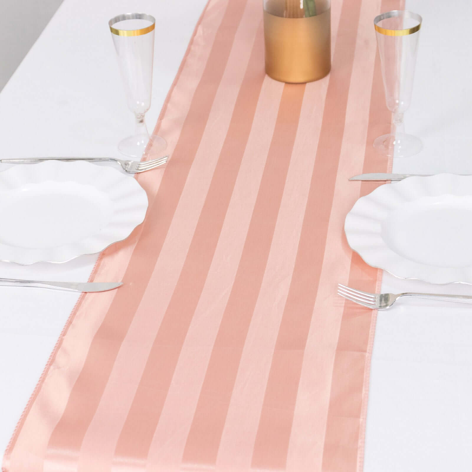 Satin 12"x108" Table Runner Dusty Rose - Stripe Table Decor