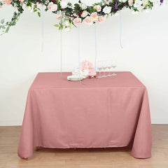 Polyester Square 90"x90" Tablecloth Dusty Rose - Wrinkle-Resistant & Durable Table Cover