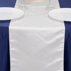 Lamour Satin 12"x108" Table Runner White - Smooth & Lustrous Wedding Decor