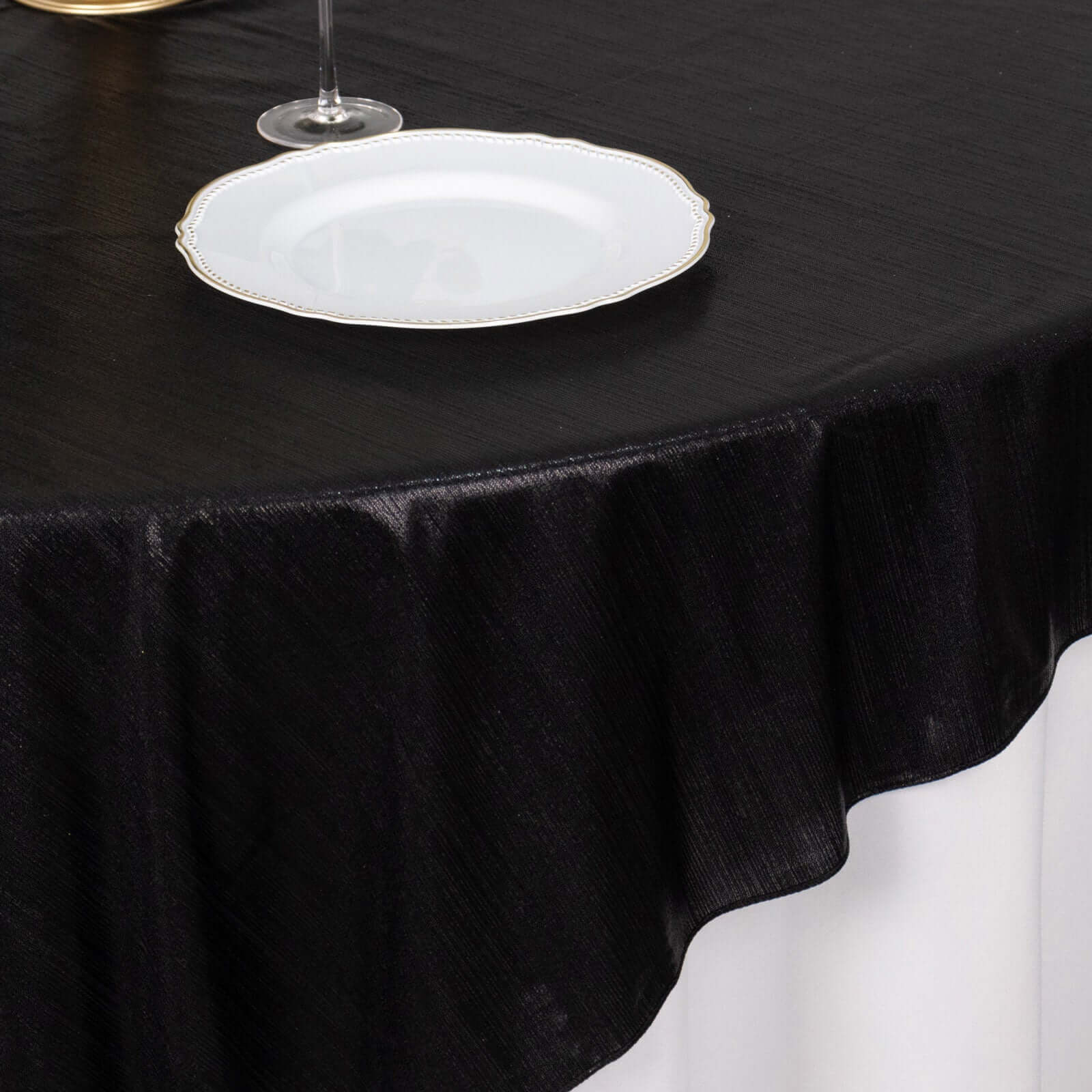 Polyester 72"x72" Table Overlay Square Tablecloth Black - Sequin Dots Wrinkle-Free Table Cover