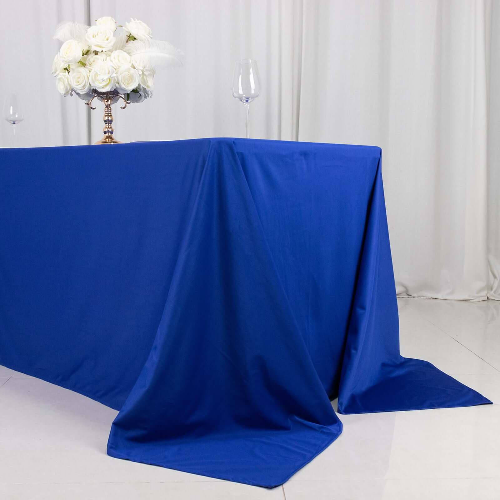 Scuba Rectangular 90"x132" Tablecloth Royal Blue - Wrinkle Free, Stain Resistant & Seamless Table Cover
