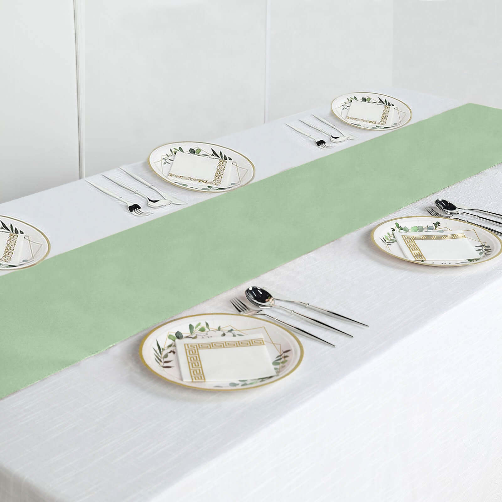 Polyester 12"x108" Table Runner Sage Green - Durable & Wrinkle-Resistant Table Decor