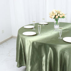 Satin 108" Round Tablecloth Dusty Sage Green - Smooth and Lustrous Table Cover