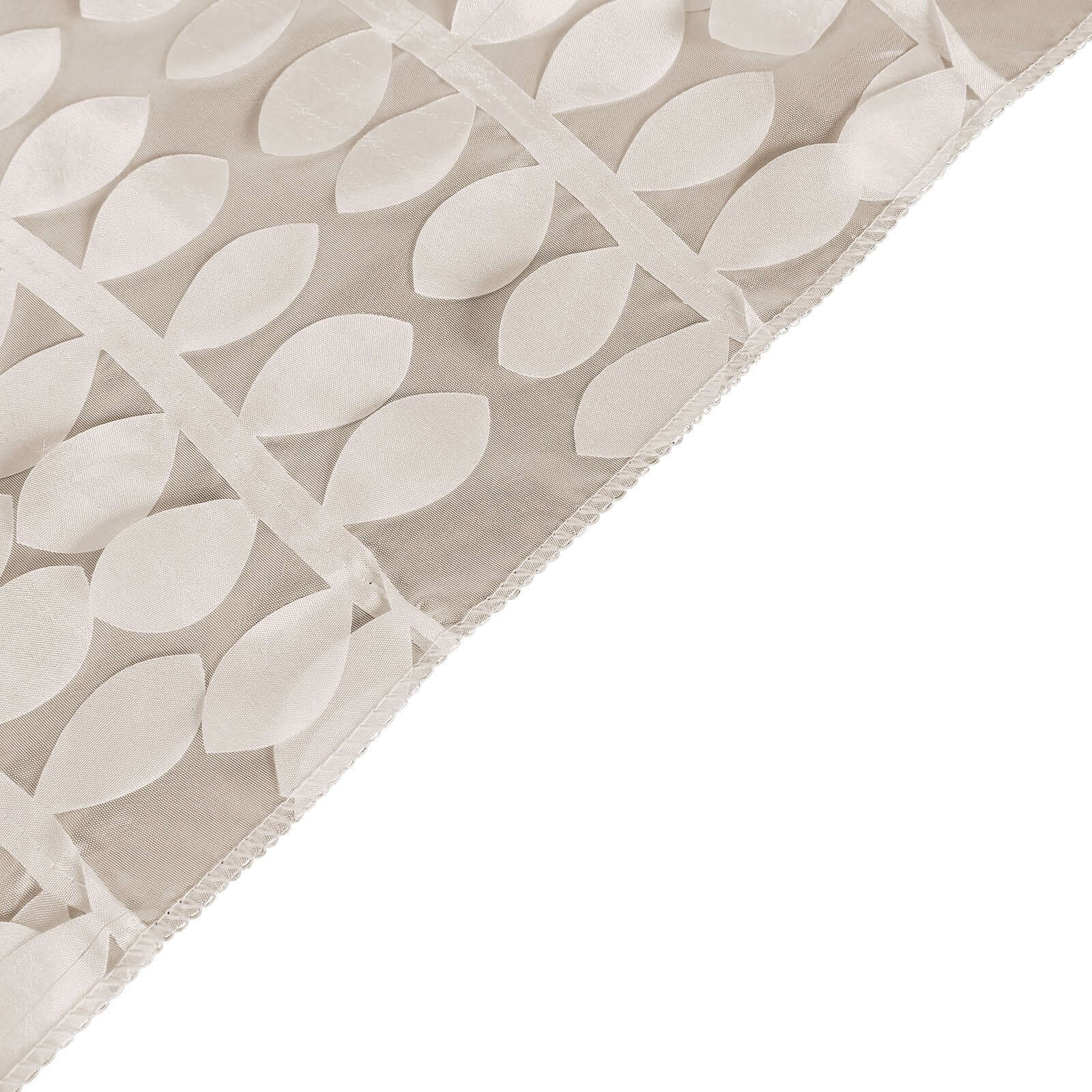 Taffeta 90"x132" Rectangle Tablecloth Beige | 3D Leaf Petal Design Seamless Table Cover