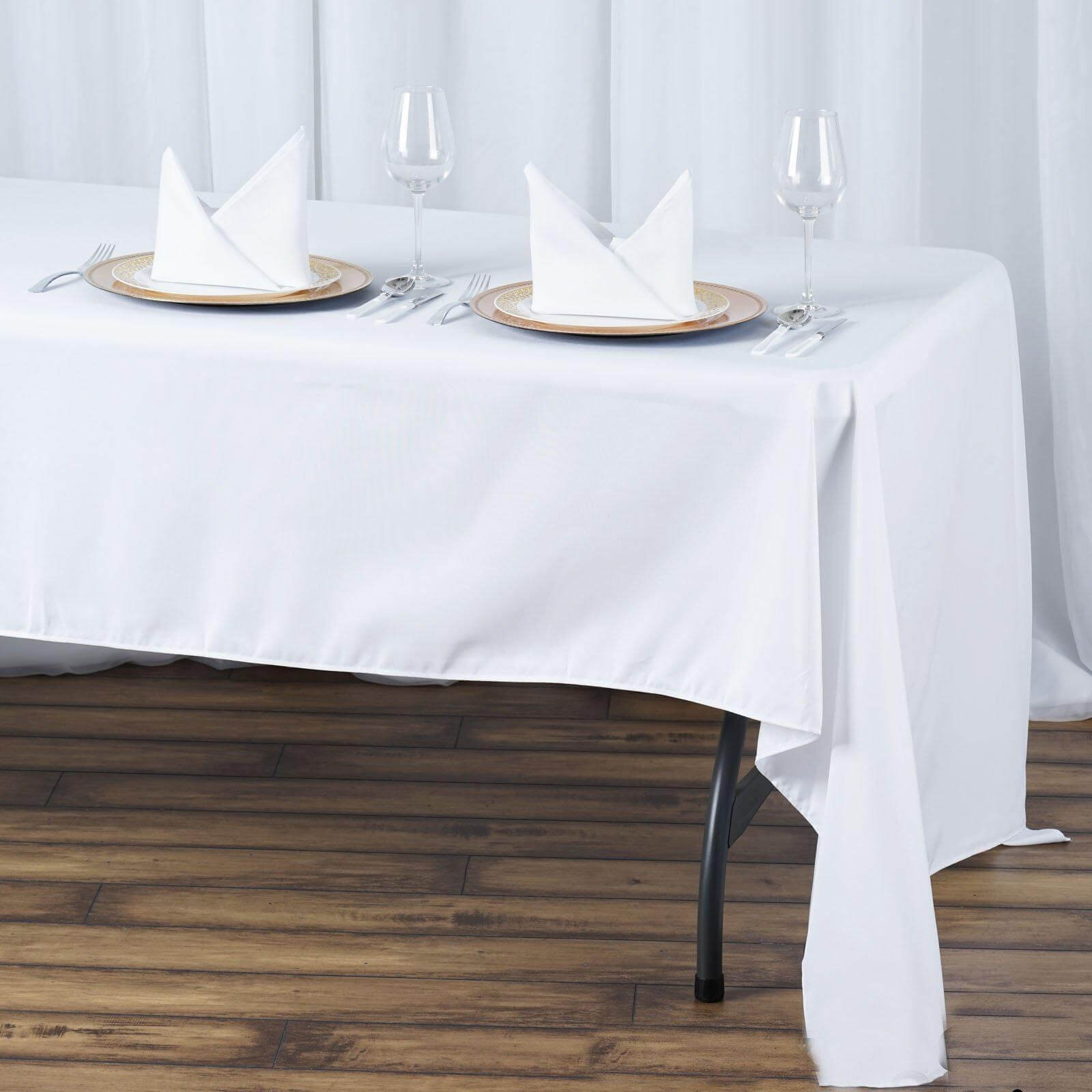 Premium Polyester 60"x126" Rectangle Tablecloth White - Stain-Resistant 220GSM Finish for Special Events