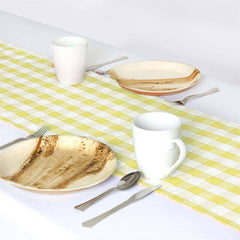 Polyester 14"x108" Table Runner Yellow/White - Gingham Plaid Design