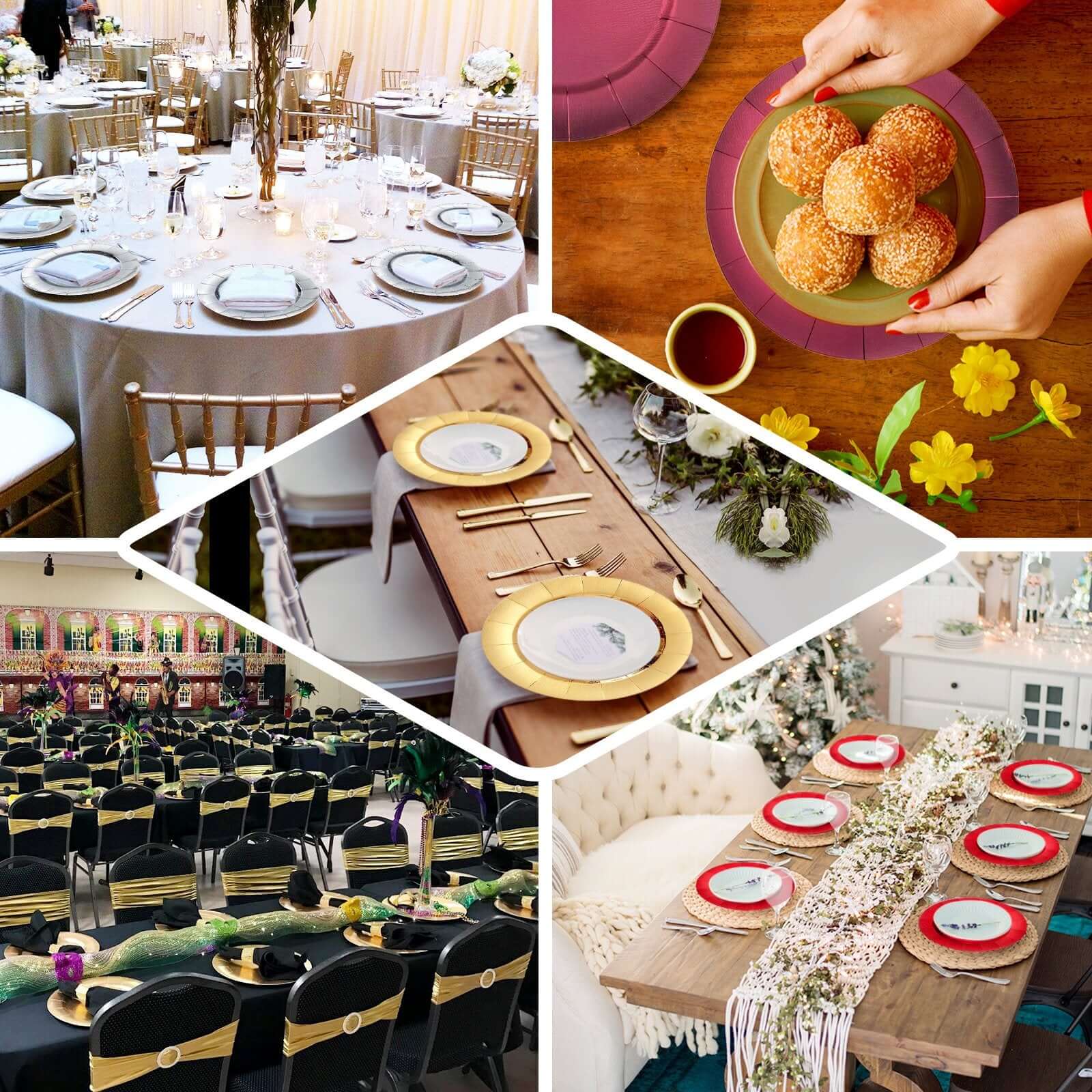 10-Pack Disposable Round Charger Plates in White with Leathery Texture - Durable 1100GSM Cardboard Placemats for Dinner Parties & Banquets 13"