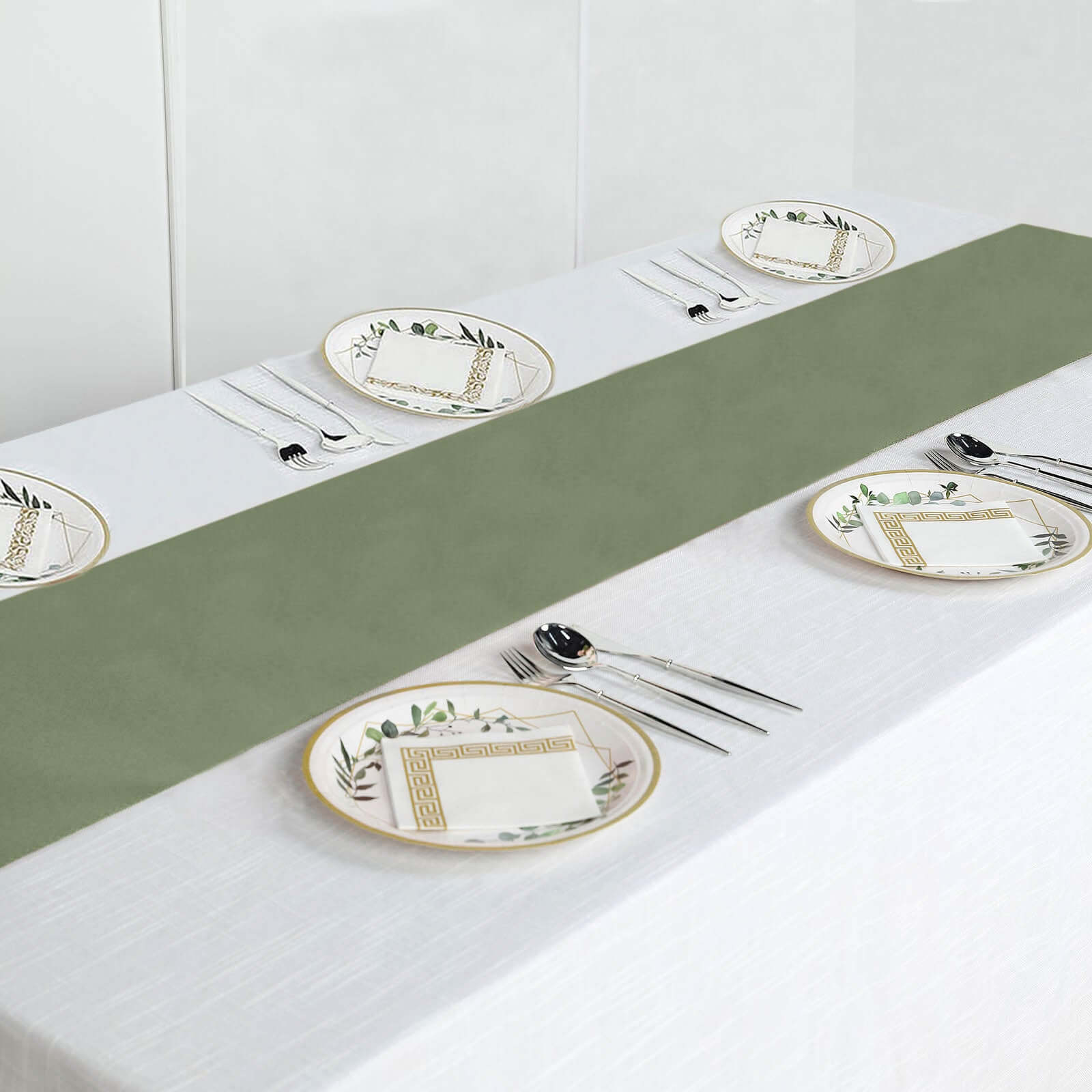 Polyester 12"x108" Table Runner Dusty Sage Green - Durable & Wrinkle-Resistant Table Decor
