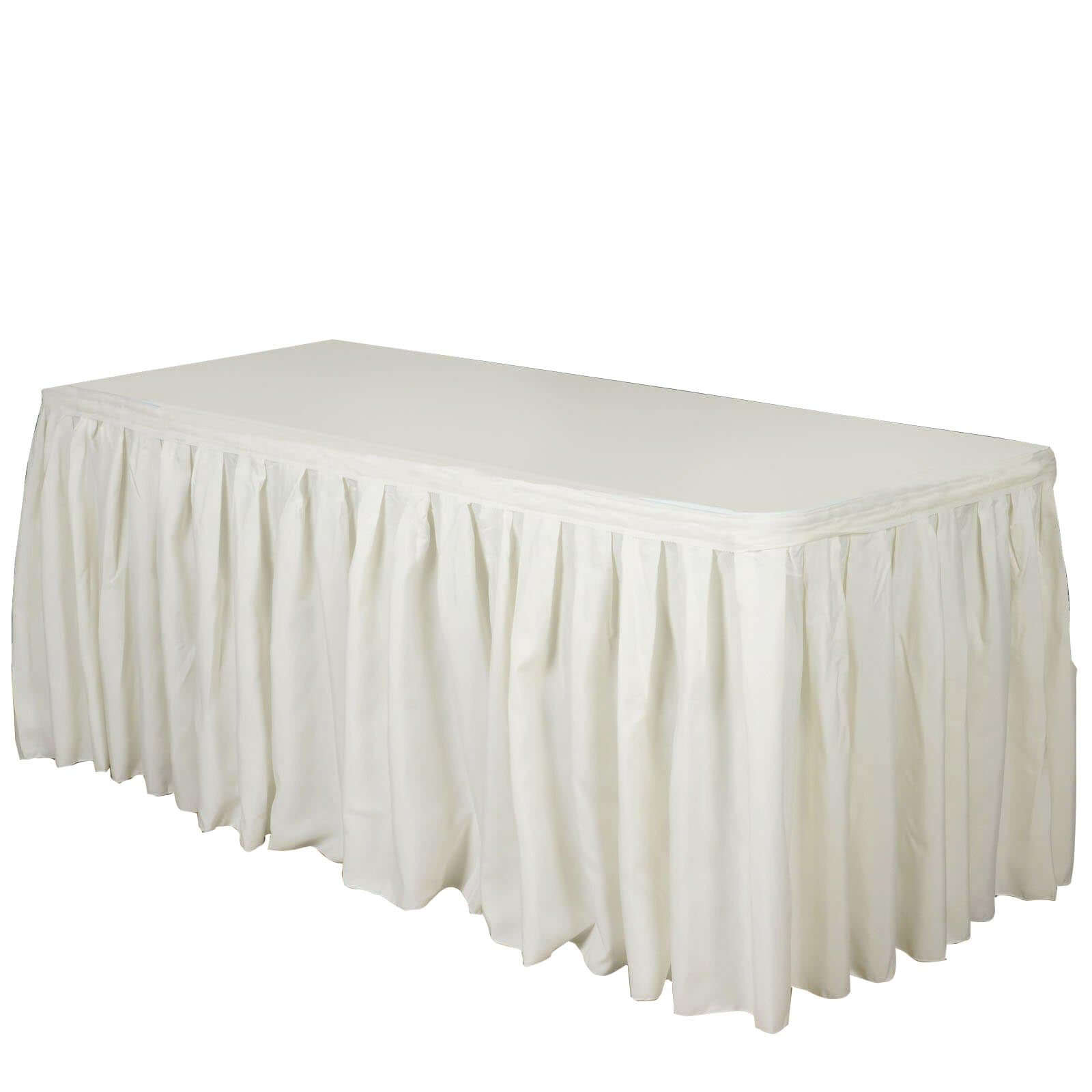 Polyester 14ft Table Skirt Ivory - Classic Pleated Design