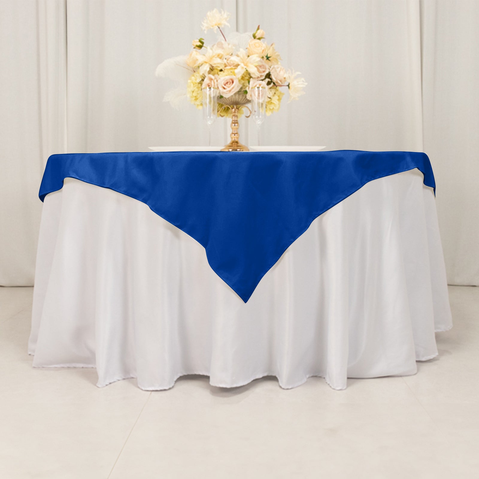 Cotton Blend 54"x54" Table Overlay Square Tablecloth Royal Blue - Wrinkle-Resistant Table Topper