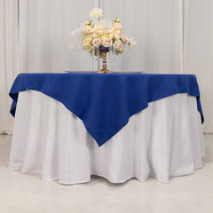 Cotton Blend 70"x70" Table Overlay Square Tablecloth Royal Blue - Wrinkle-Resistant Fabric Table Topper