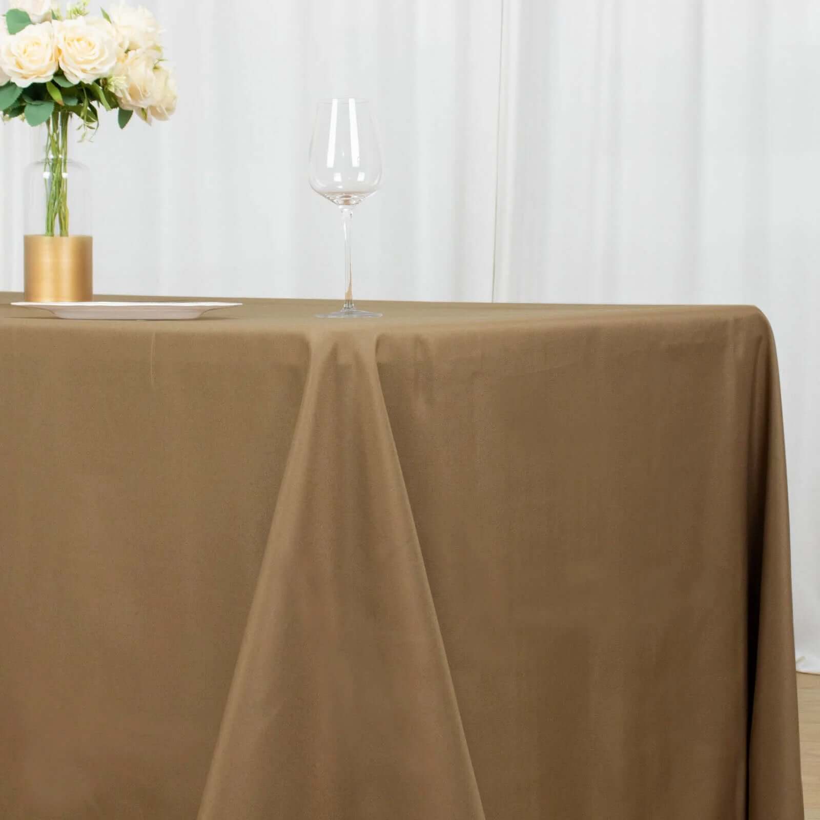 Polyester 72"x120" Rectangle Tablecloth Taupe - Durable and Stylish Table Cover