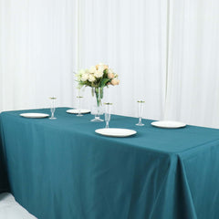 Polyester 90"x132" Rectangle Tablecloth Peacock Teal - Seamless Wrinkle-Resistant Table Cover