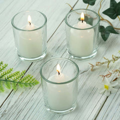 12-Pack Glass Votive Candle Holders Clear - Tealight Holder Set for Weddings and Events 2.5"