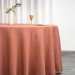 Polyester 120" Round Tablecloth Terracotta (Rust) - Seamless Wrinkle-Resistant Table Cover