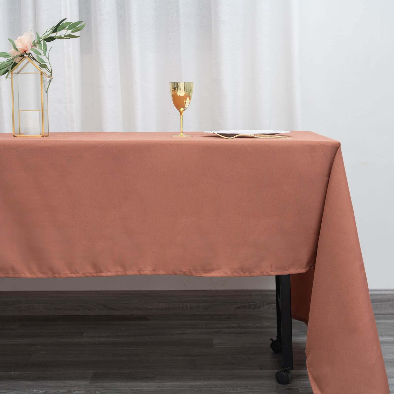 Polyester 60"x126" Rectangle Tablecloth Terracotta (Rust) - Wrinkle-Resistant Table Cover