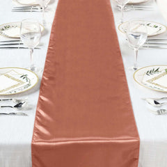 Satin 12"x108" Table Runner Terracotta (Rust) - Stylish Table Linen