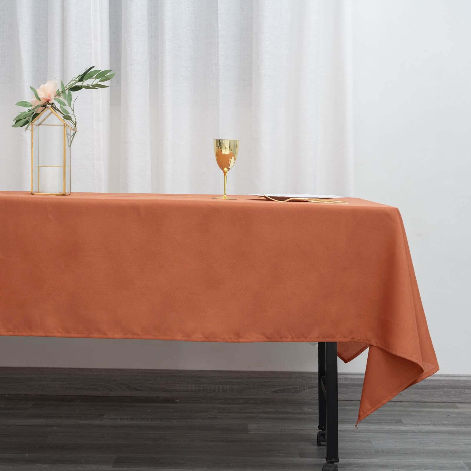 Polyester 60"x102" Rectangle Tablecloth Terracotta (Rust) - Durable Table Cover