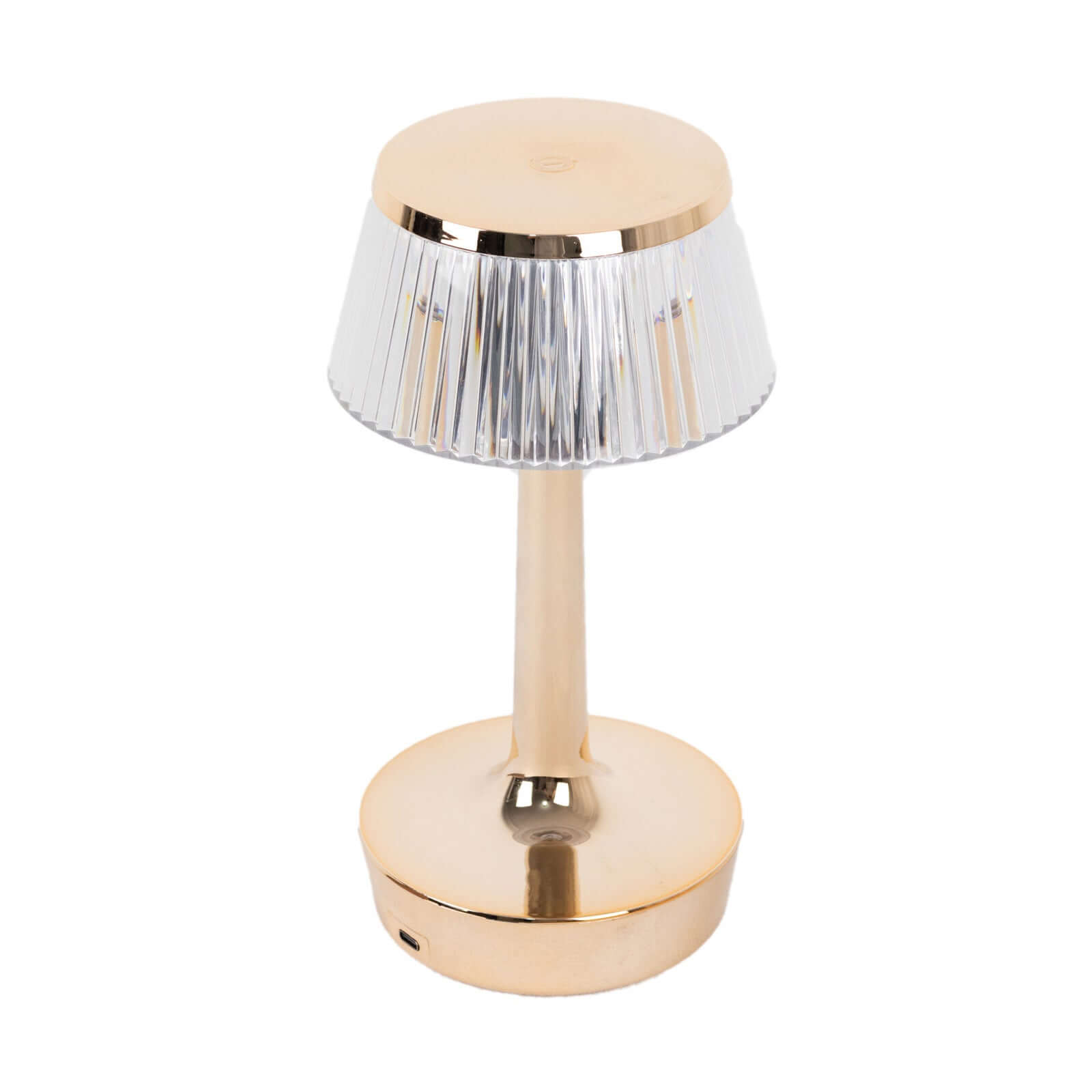 Acrylic LED Mushroom Table Lamp Clear Gold Color Changing Touch Control Night Light - Rechargeable Centerpiece 9"