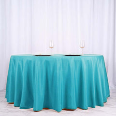 Polyester 120" Round Tablecloth Turquoise - Seamless Wrinkle-Resistant Table Cover