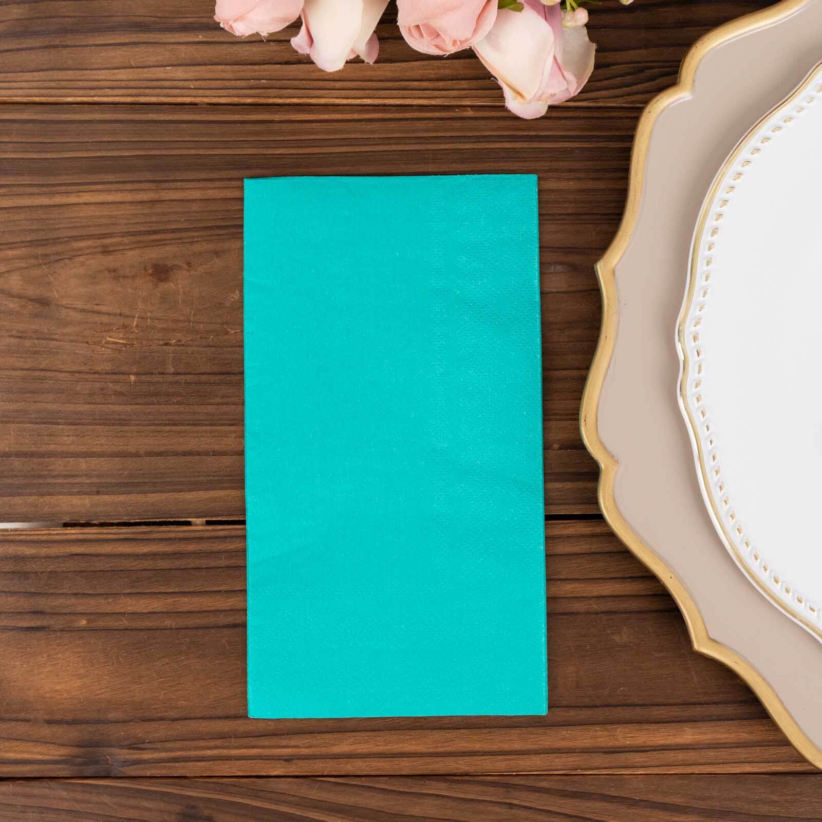 50-Pack Paper Napkins Turquoise - Soft Disposable 2-Ply Dinner Napkins for Weddings