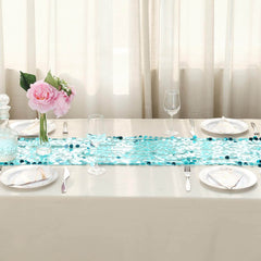 Big Payette Sequin 13"x108" Table Runner Turquoise - Dazzling Design
