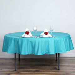Polyester 90" Round Tablecloth Turquoise - Stain & Wrinkle-Resistant Table Cover