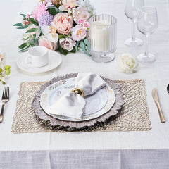 6-Pack Table Mats Wheat Design Gold - Vinyl Rectangle Non-Slip Surface for Stylish Settings 12"x18"