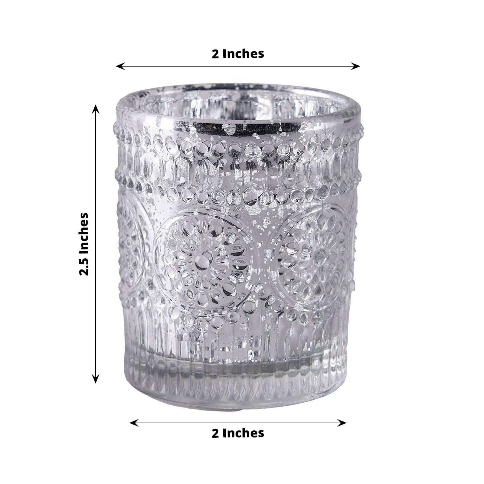 6-Pack Silver Glass Votive Tealight Holders - Stylish Primrose Design for Weddings & Décor