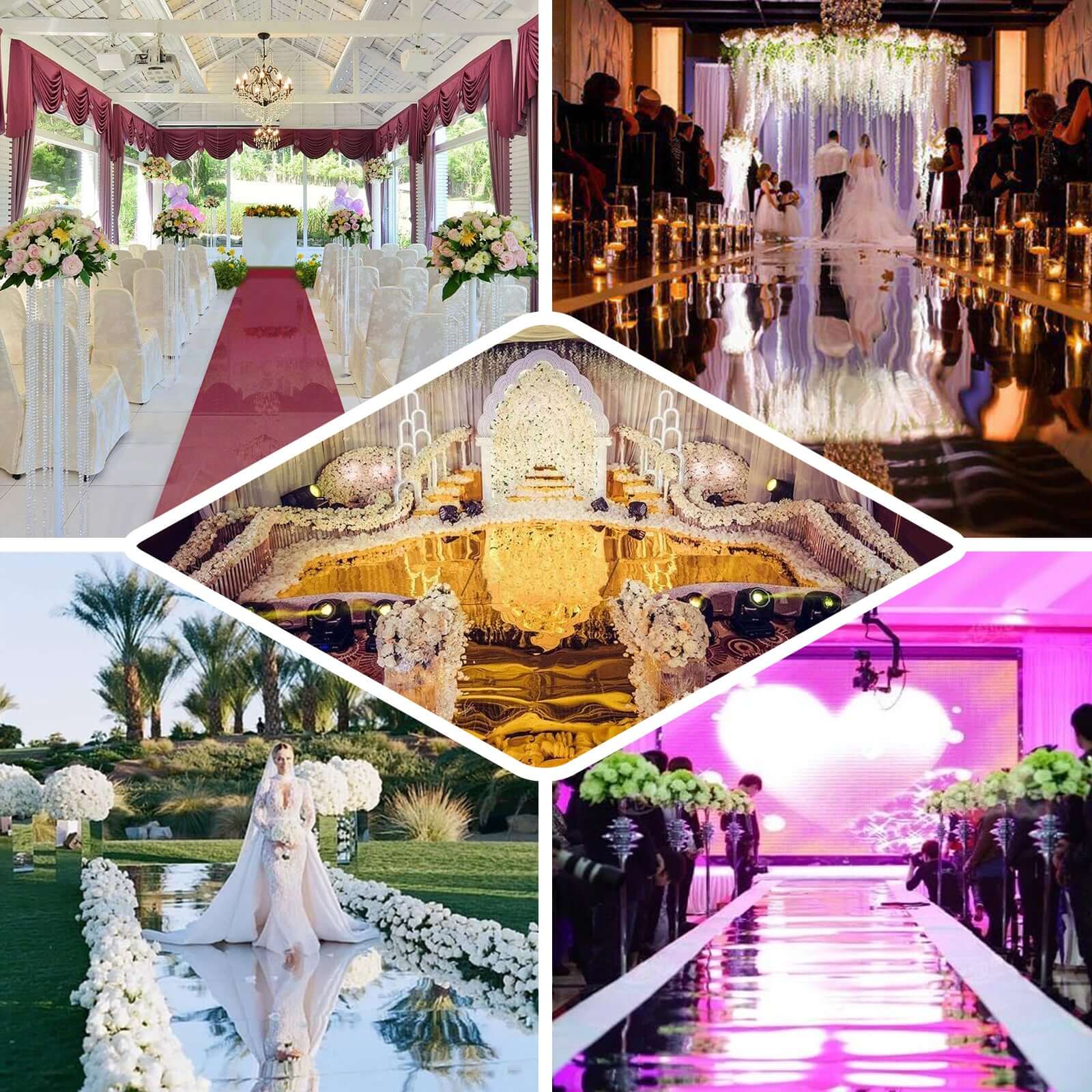 3ftx65ft Metallic Gold Glossy Mirrored Wedding Aisle Runner, Non-Woven Red Carpet Runner - Prom, Hollywood, Glam Parties