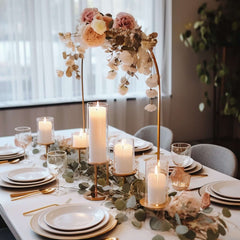 Gold Metal Chiara Arch Table Centerpiece with Rounded Top - Detachable Flower Stand Frame for Weddings 35"