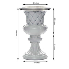 2 Pack White Crystal Beaded Italian Inspired Pedestal Stand Flower Plant Pillar With 10mm Crystal Studs - 18" Tall PVC