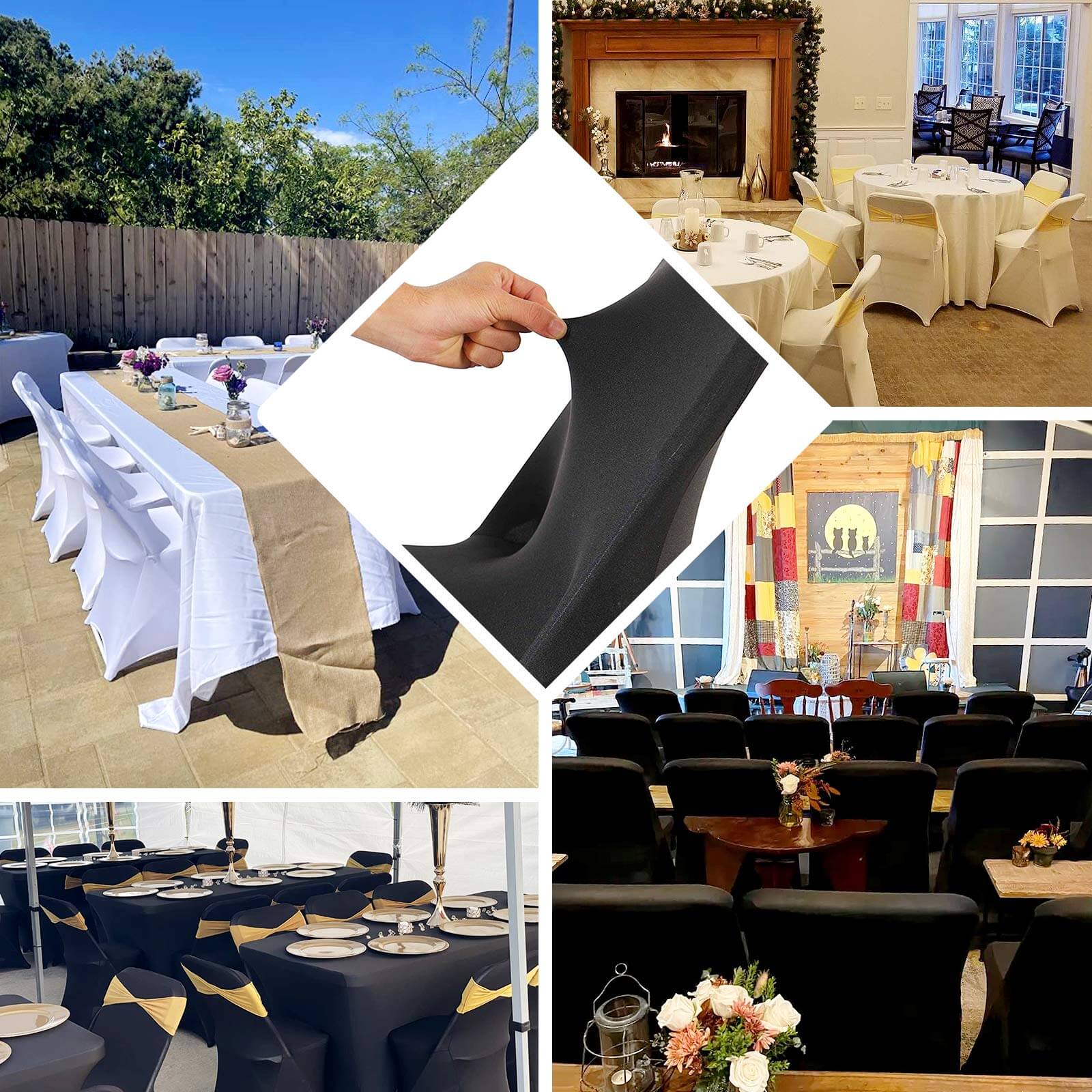 Stretch Spandex Chair Cover White for Lifetime Folding Chairs - Wrinkle Resistant Snug Fit Slipcover with Foot Pockets for Sophisticated Event Styling